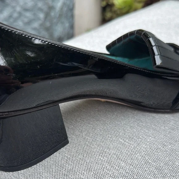 Gucci Black Patent Leather Marmont Fringe Loafers Sz.40